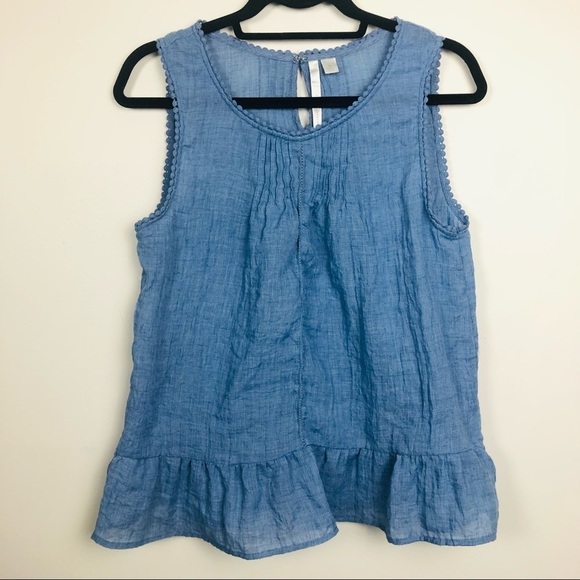 Lauren Conrad sleeveless blue chambray‎ top - Picture 1 of 14